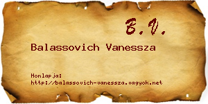 Balassovich Vanessza névjegykártya